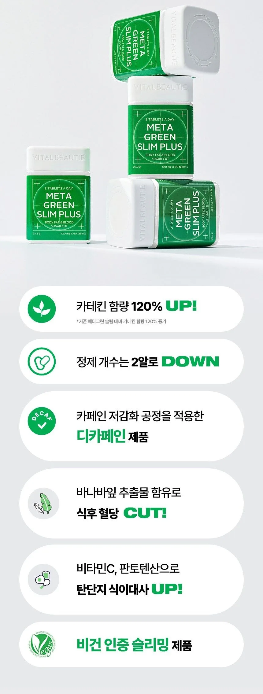 VITALBEAUTIE Metagreen Slim Plus 60 Tablets (30 Days Supply) Detail