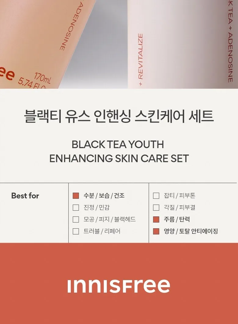 INNISFREE Black Tea Youth Enhancing Ampoule Skincare Set Detail