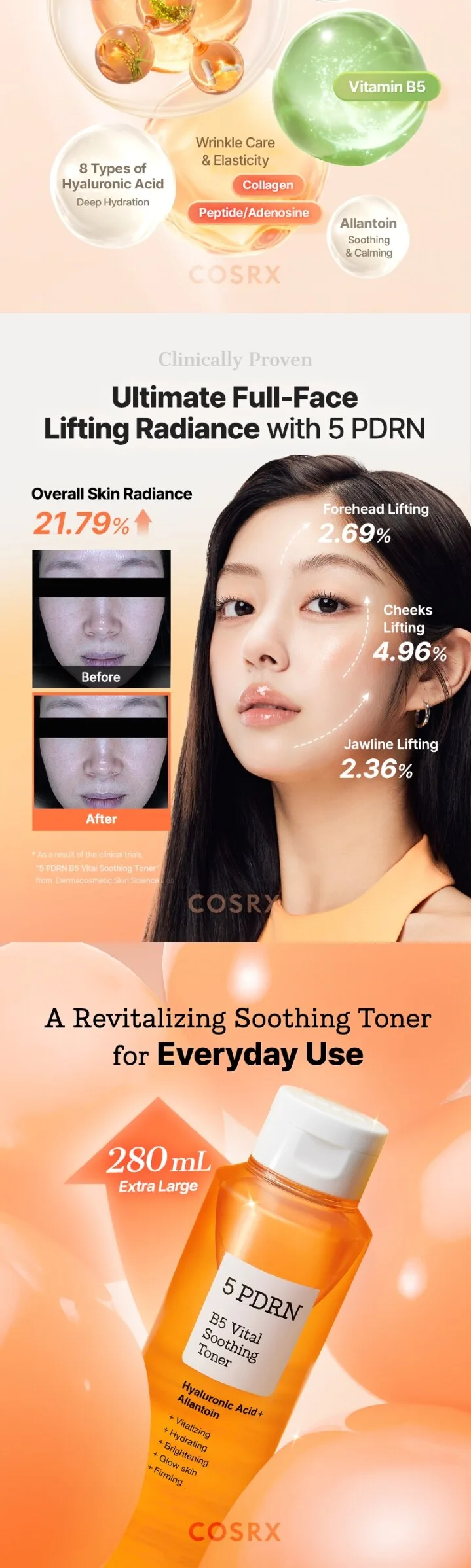 COSRX 5 PDRN B5 Vital Soothing Toner 280ml Detail