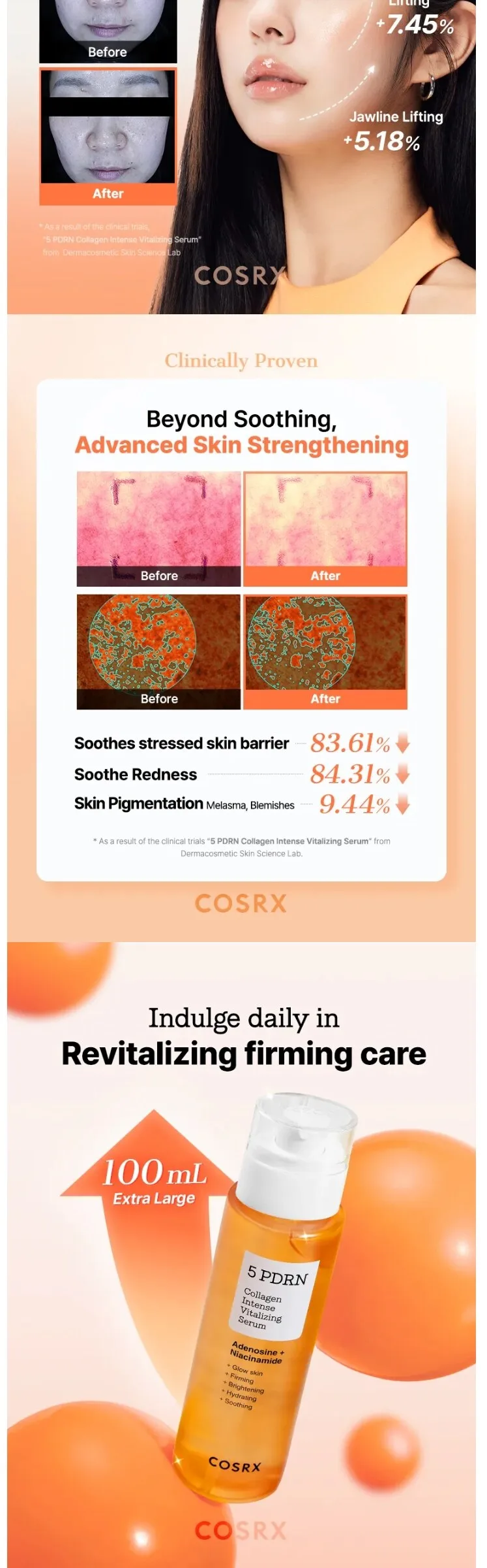 COSRX 5 PDRN Collagen Intense Vitalizing Serum 100ml Detail