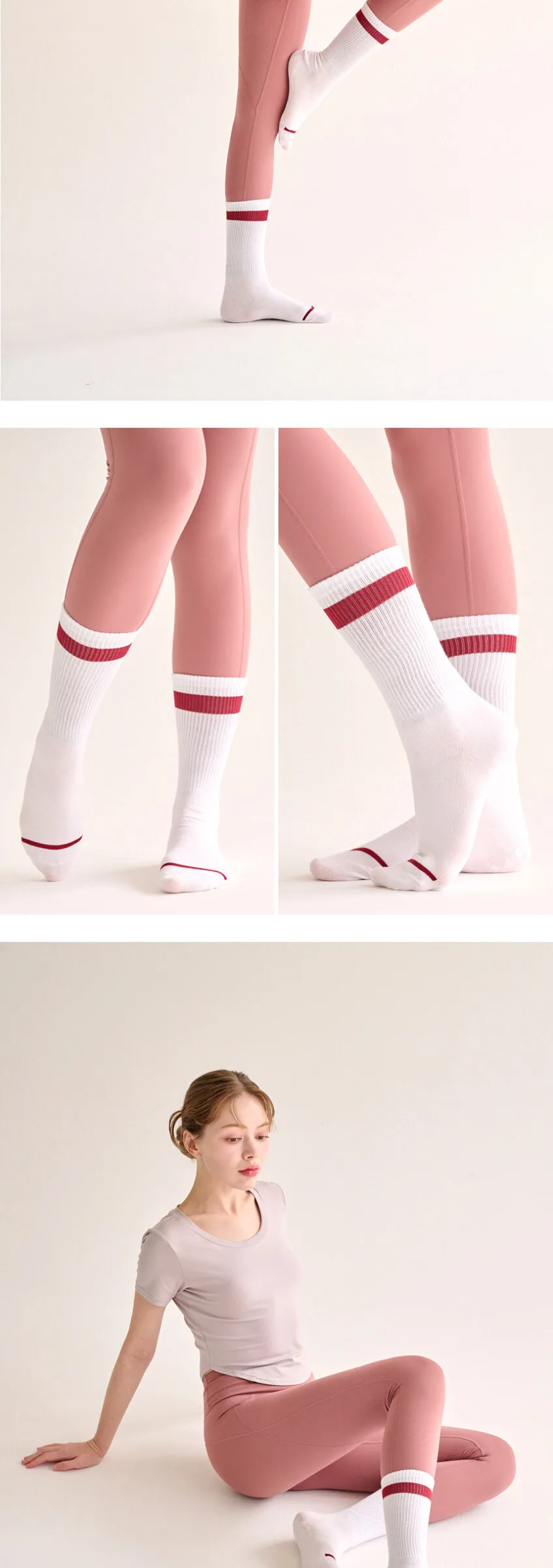 Lululela 3pack Single Non-Slip Yoga Pilates Crew Socks Detail