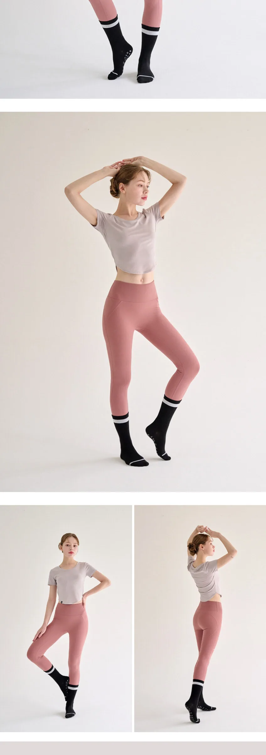Lululela 3pack Single Non-Slip Yoga Pilates Crew Socks Detail