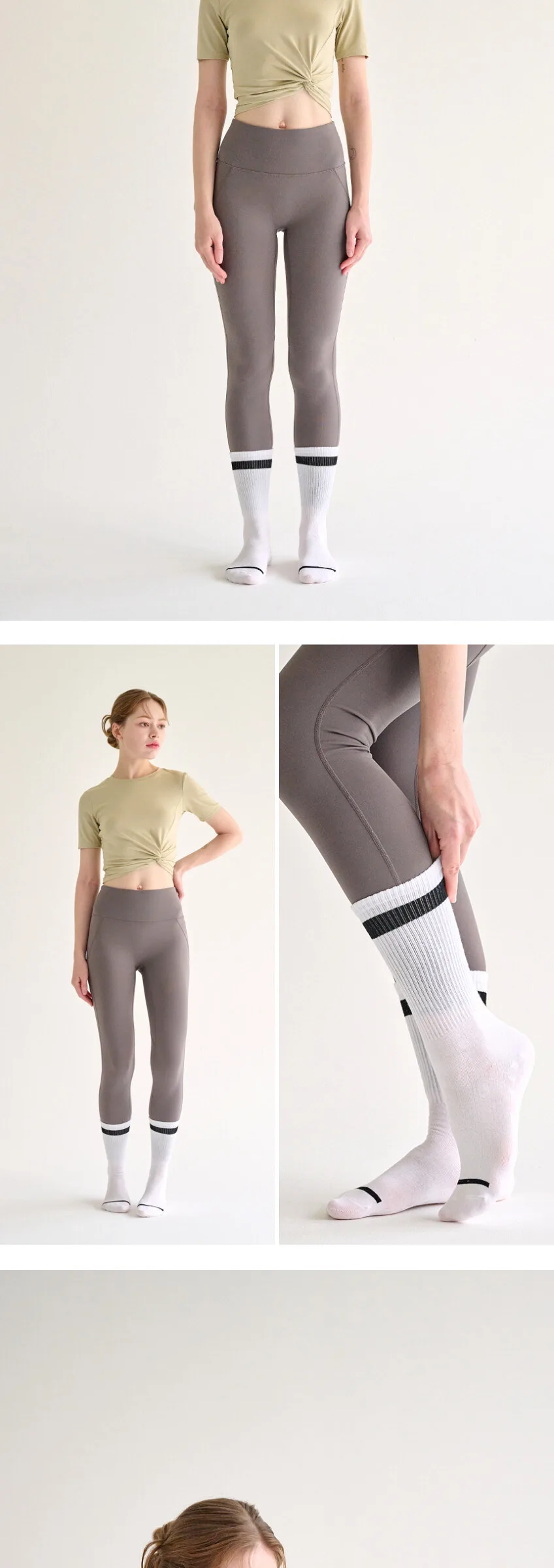 Lululela 3pack Single Non-Slip Yoga Pilates Crew Socks Detail