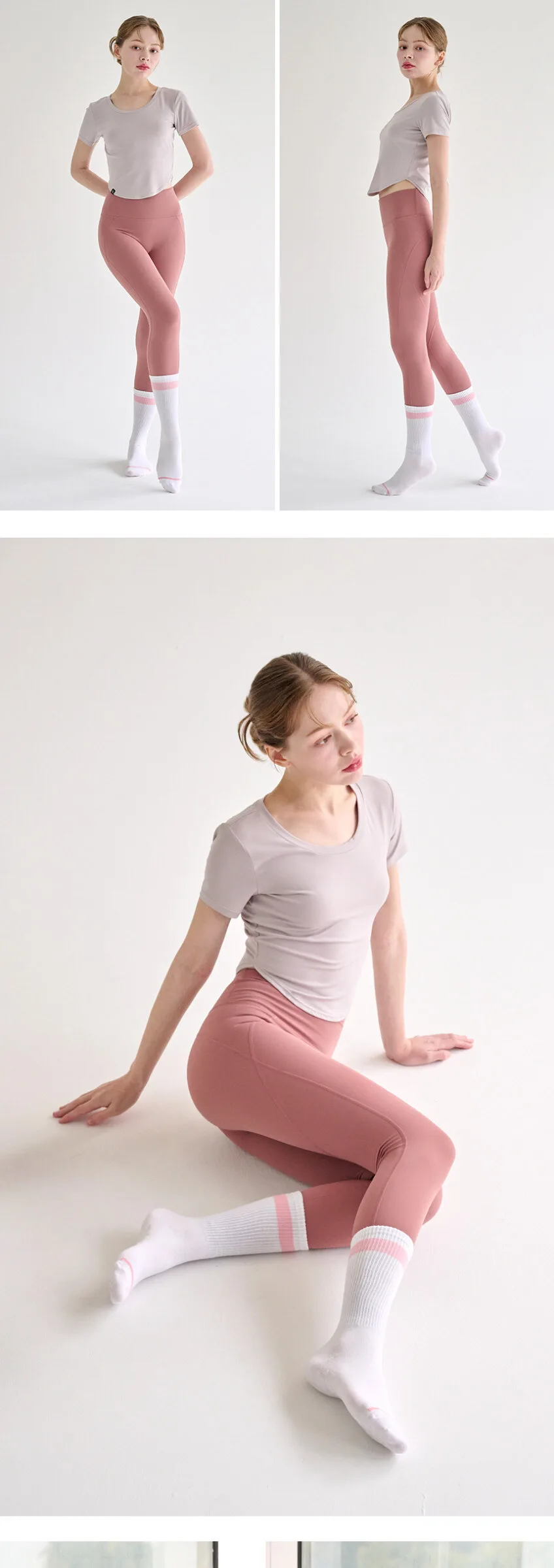 Lululela 3pack Single Non-Slip Yoga Pilates Crew Socks Detail