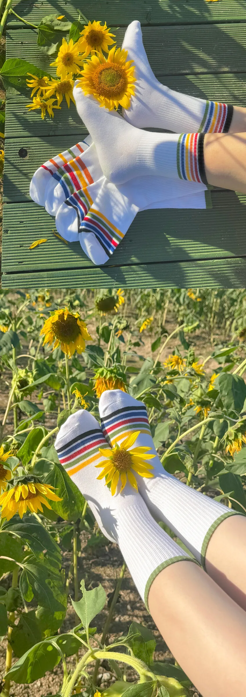 Lululela Colorful Banding Crew High Socks 5pack Detail