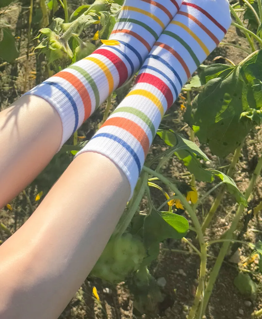 Lululela Colorful Banding Crew High Socks 5pack Detail