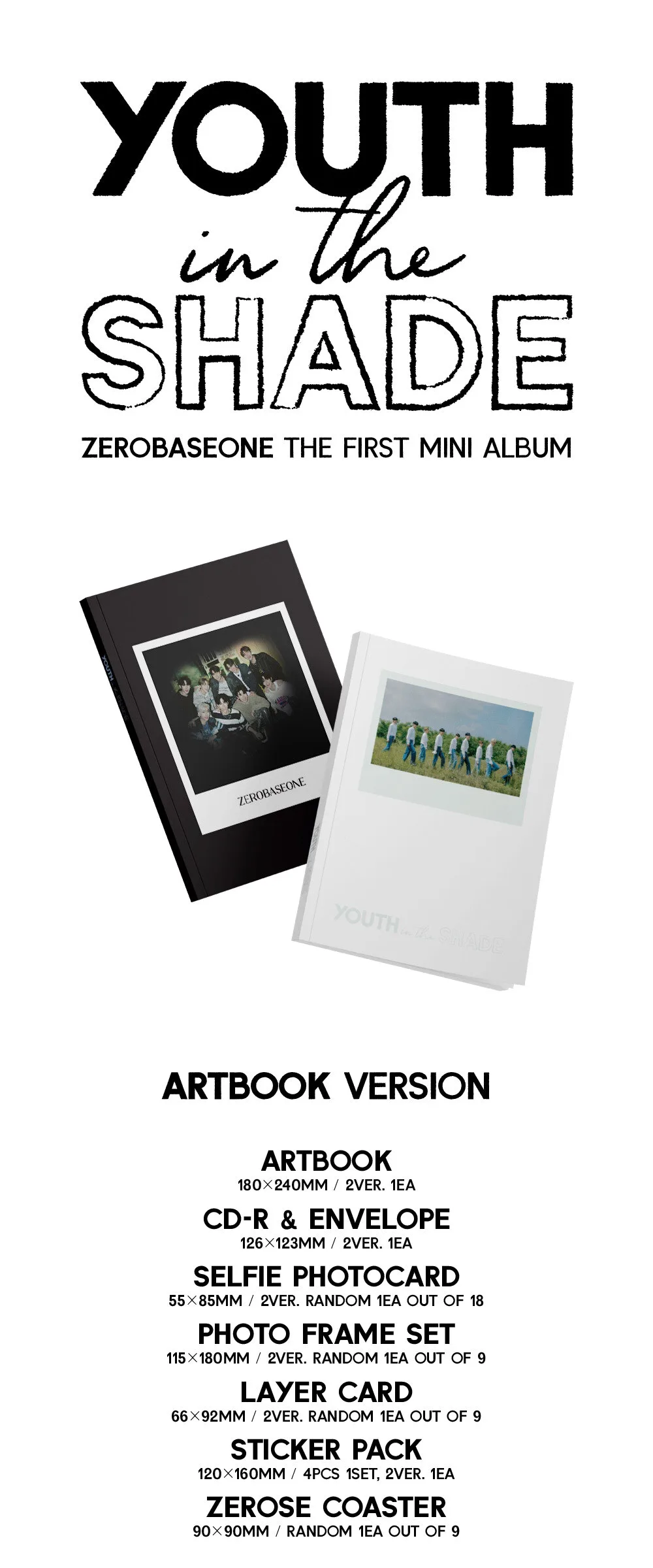 ZEROBASEONE Mini Album 1st – YOUTH IN THE SHADE (SHADE Ver.) Detail
