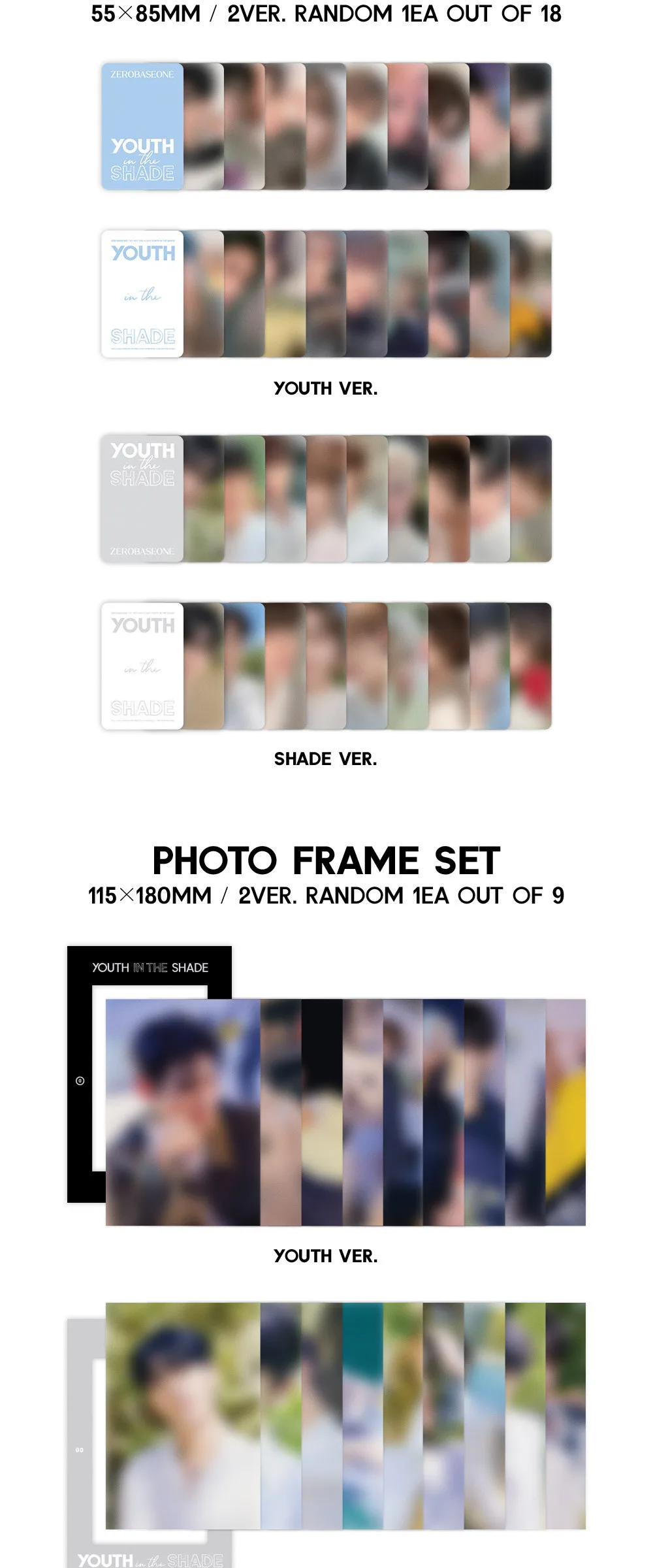 ZEROBASEONE Mini Album 1st – YOUTH IN THE SHADE (SHADE Ver.) Detail