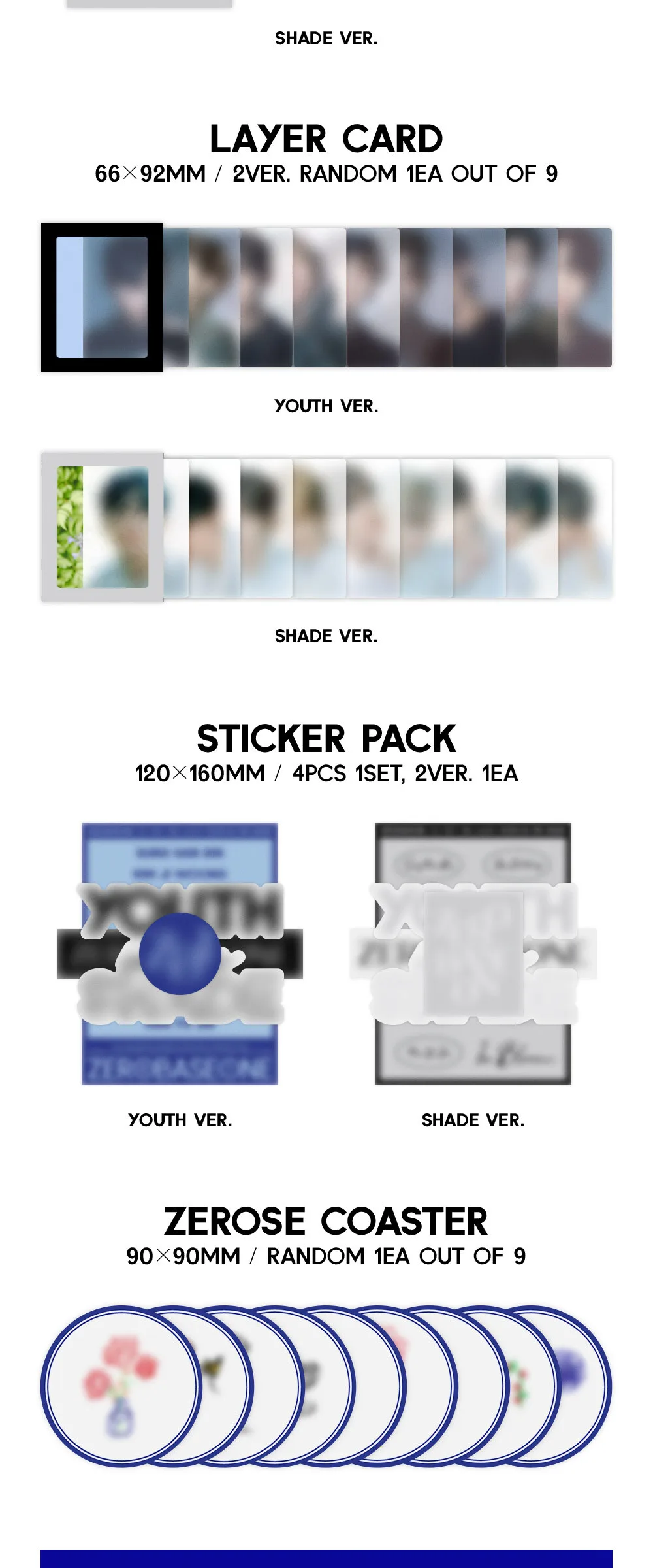 ZEROBASEONE Mini Album 1st – YOUTH IN THE SHADE (SHADE Ver.) Detail