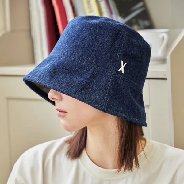 VARZAR VA Stud Non-Washing Denim Drop Bucket Hat Indigo
