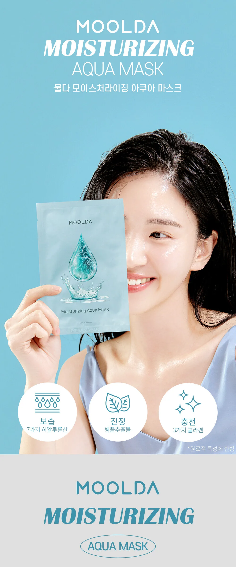 MOOLDA Moisturizing Aqua Mask 28ml x 10ea Detail