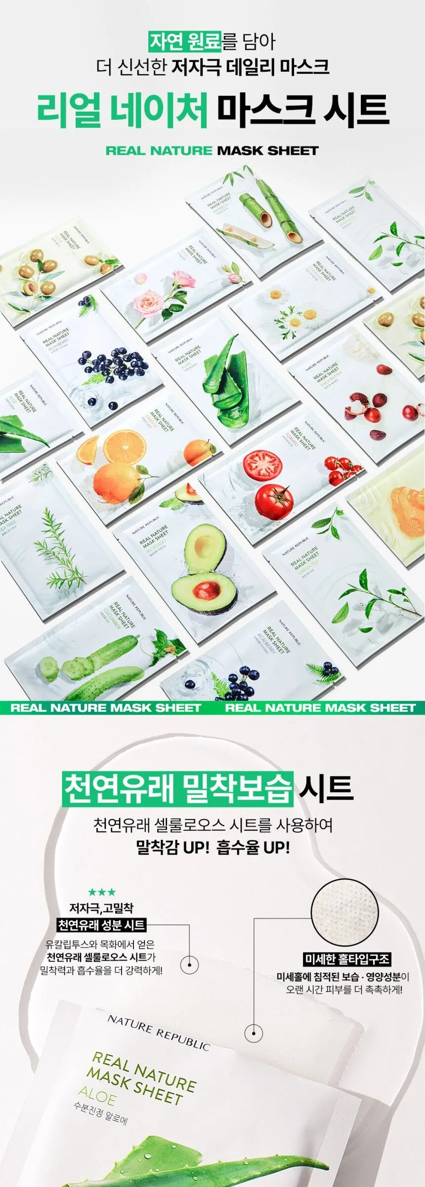NATURE REPUBLIC Real Nature Mask 23ml*15Sheet+15Sheet Detail
