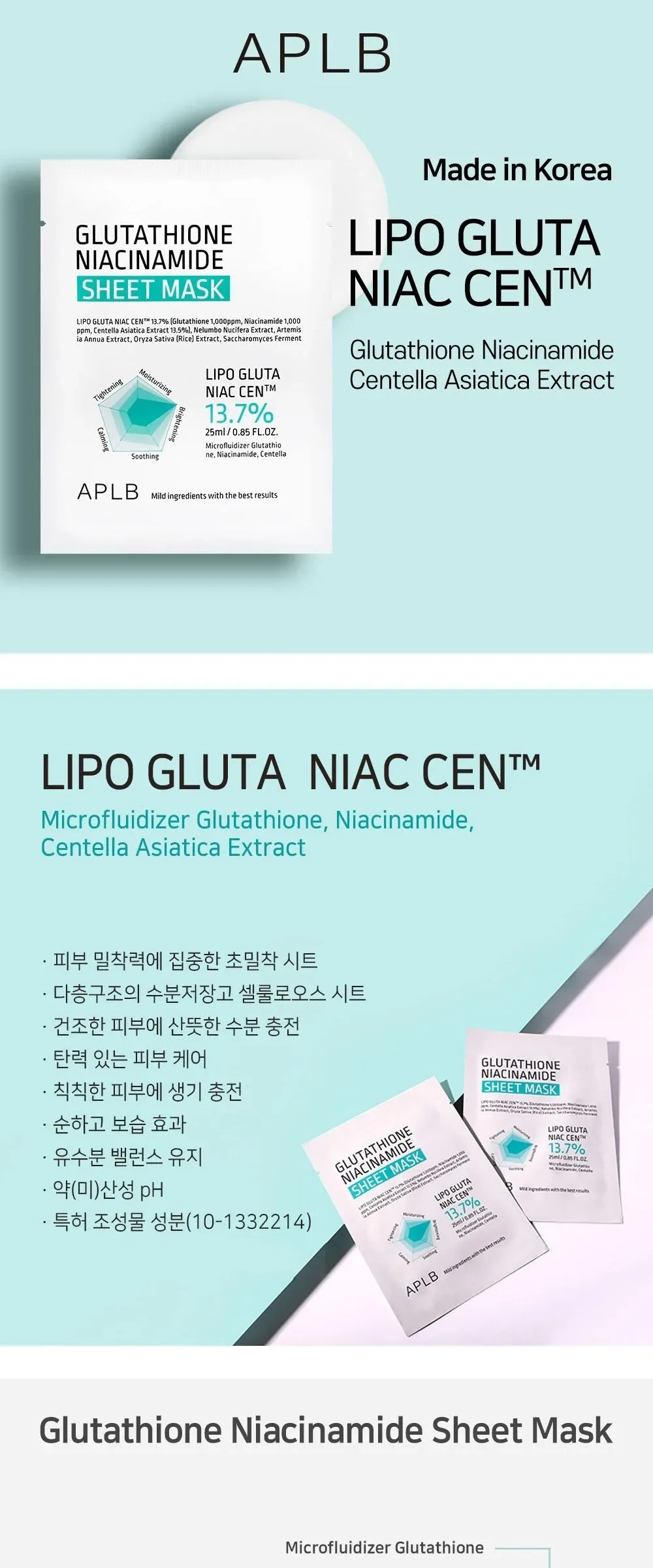 APLB Glutathione Niacinamide Sheet Mask 25ml*10ea Detail