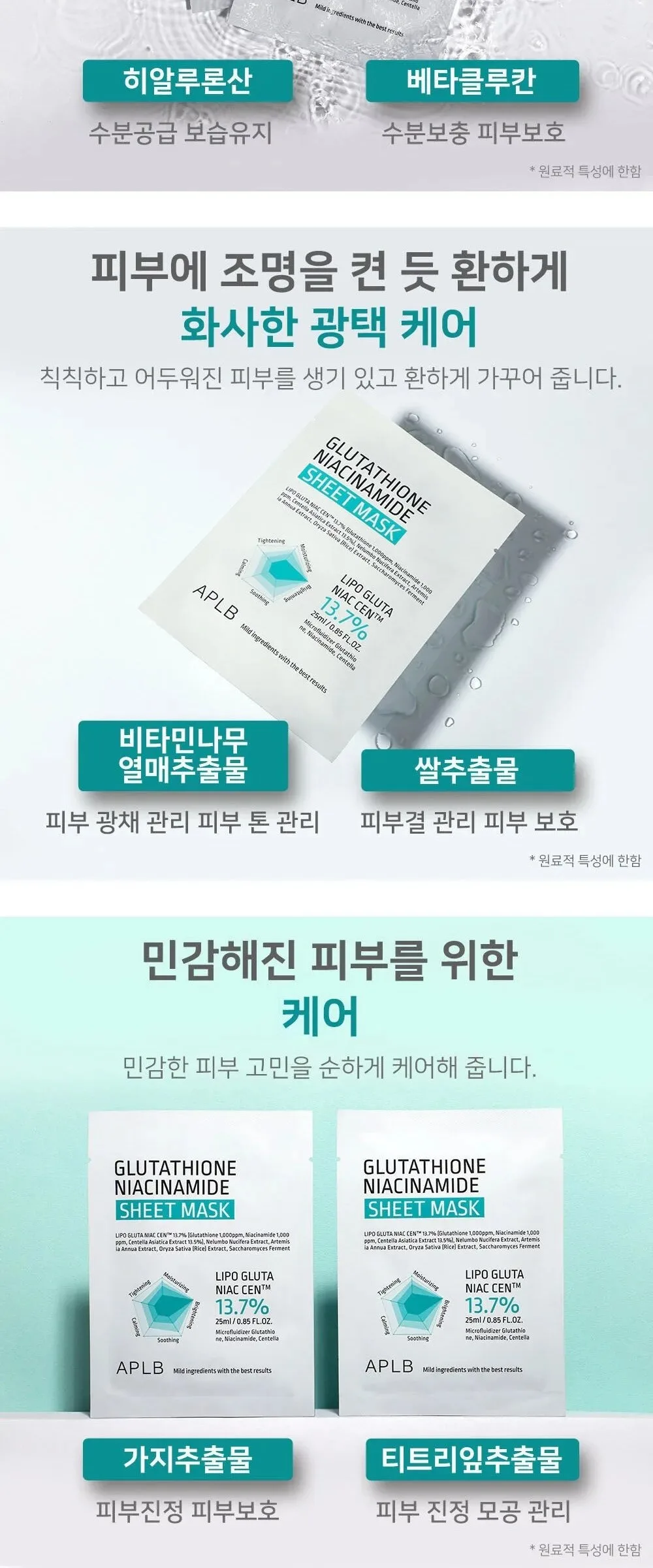 APLB Glutathione Niacinamide Sheet Mask 25ml*10ea Detail