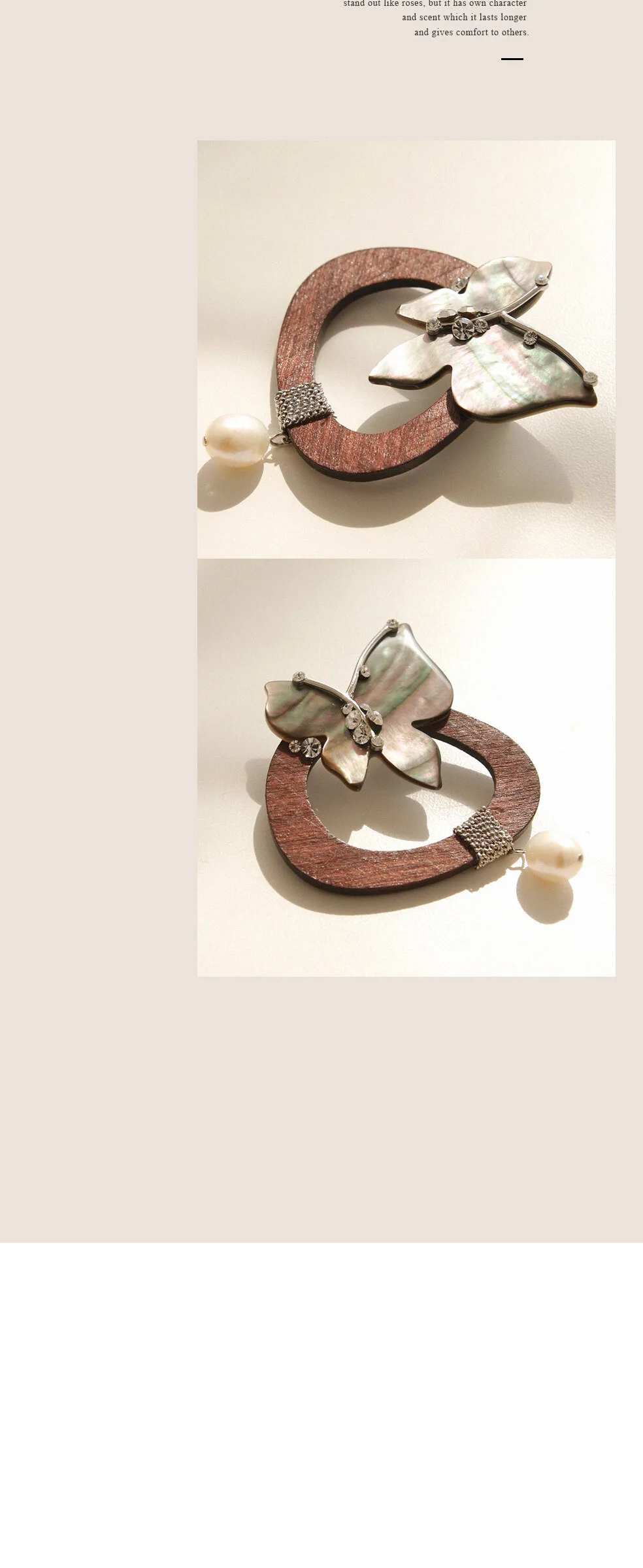 Elegant Mother-of-Pearl Butterfly Round Wood Pearl Brooch (Bb0368) Detail