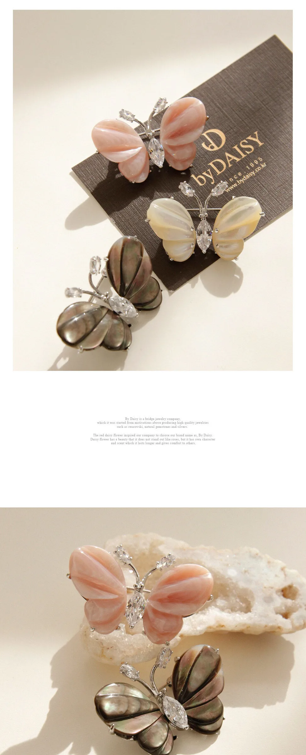Beautiful Mother-of-Pearl Butterfly Brooch Detail