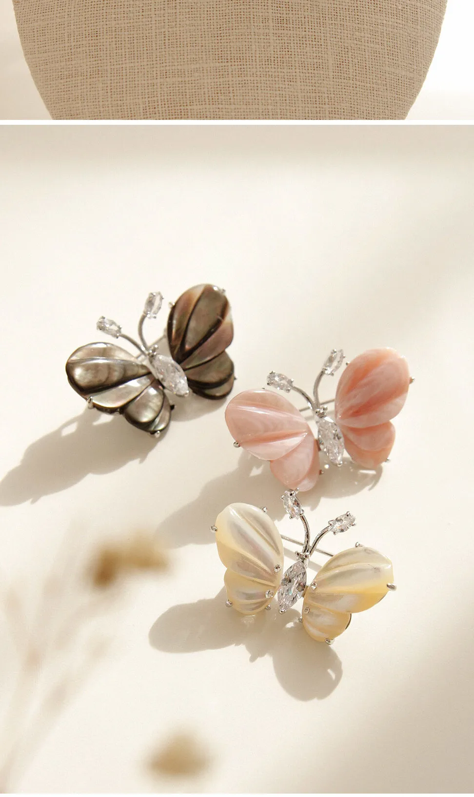 Beautiful Mother-of-Pearl Butterfly Brooch Detail