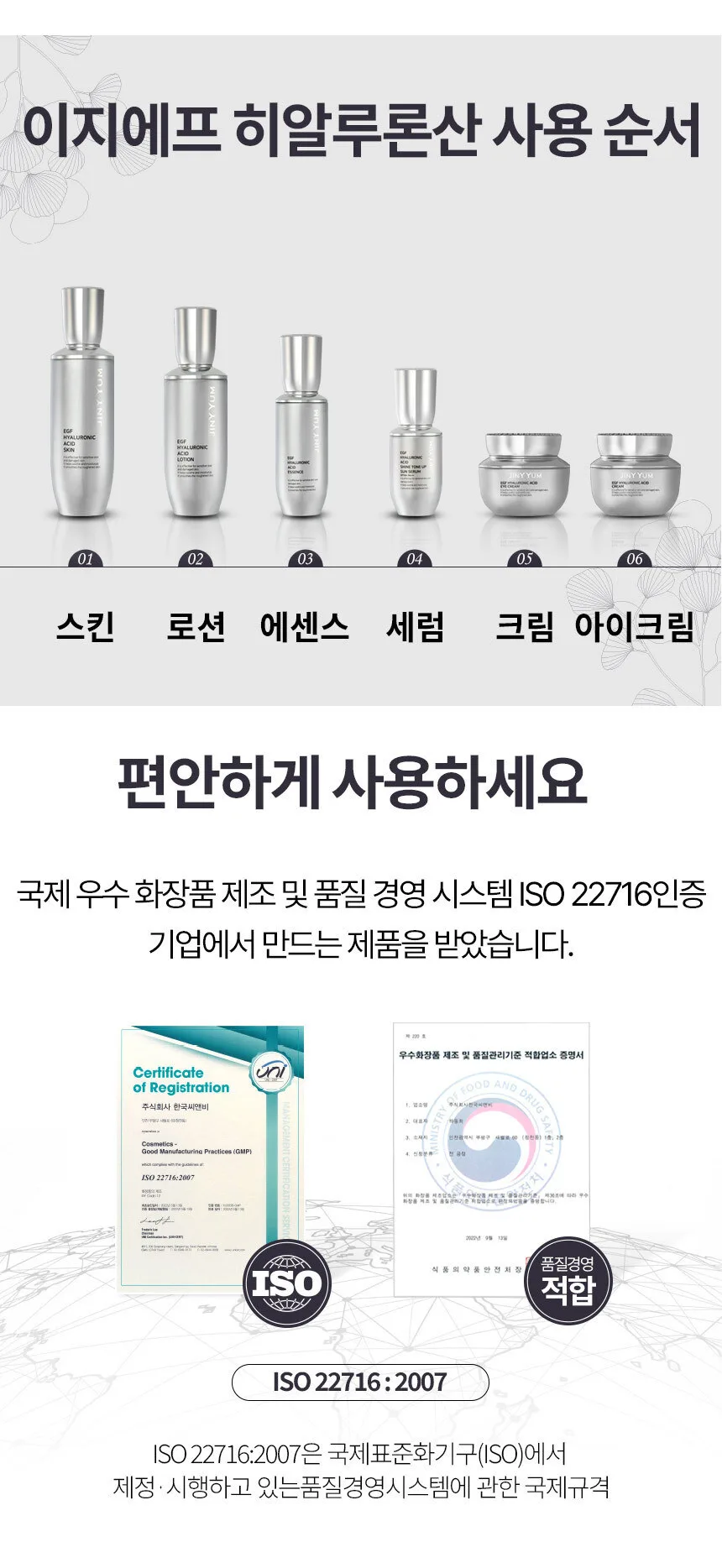 Jiny Yum EGF Hyaluronic Acid 6-Piece Skincare Set Detail