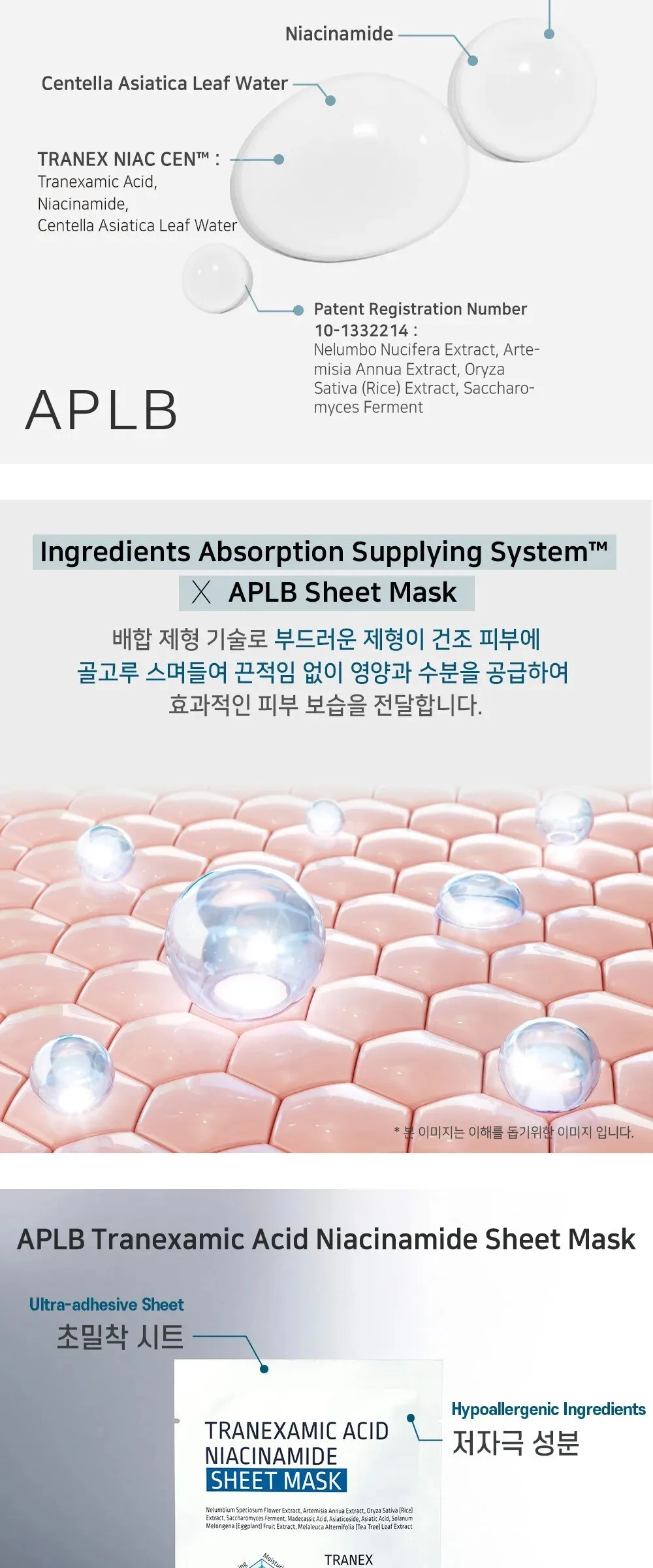 APLB Tranexamic Acid Niacinamide Sheet Mask 25ml×10sheets Detail