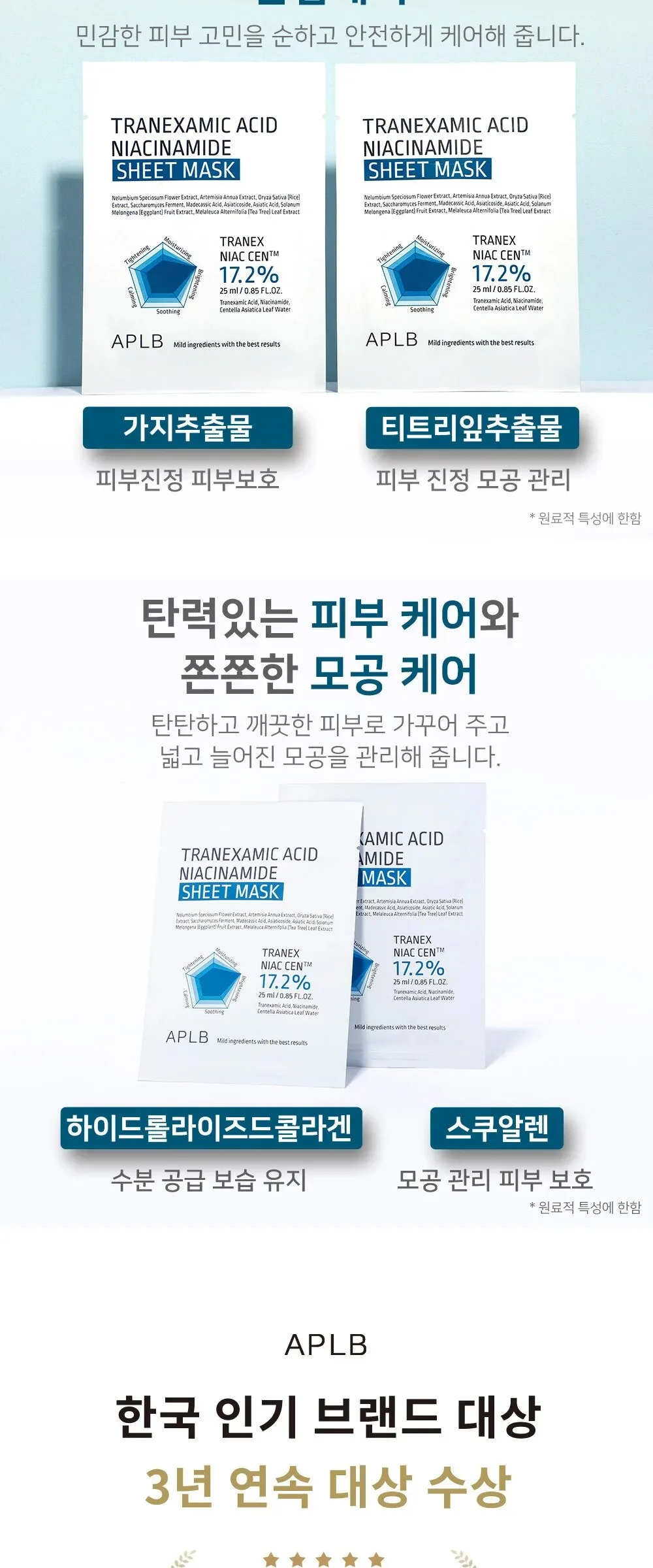 APLB Tranexamic Acid Niacinamide Sheet Mask 25ml×10sheets Detail
