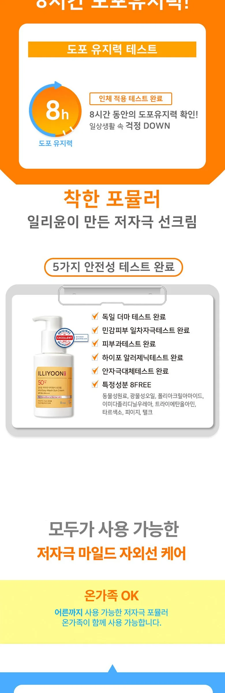 ILLIYOON Mild Easy-Wash Sun Cream SPF 50+ PA++++ 150ml Detail