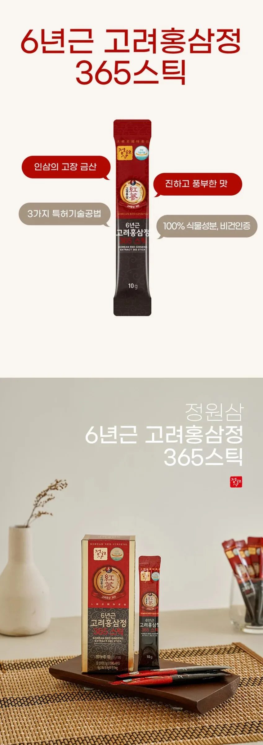 JUNGWONSAM 6-Year Korean Red Ginseng Extract 365 Stick Gift Set 10g x 30 Sticks Detail