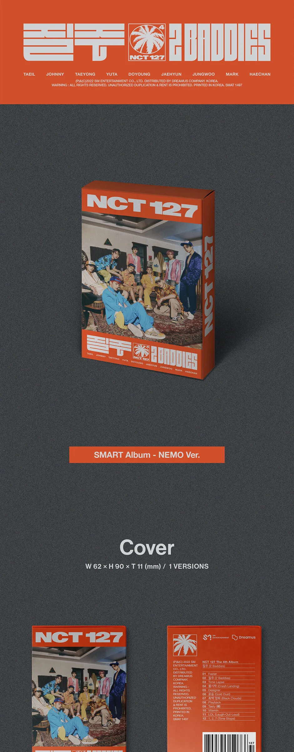 NCT 127 – 4th Album: 2 Baddies [NEMO ver.] Detail