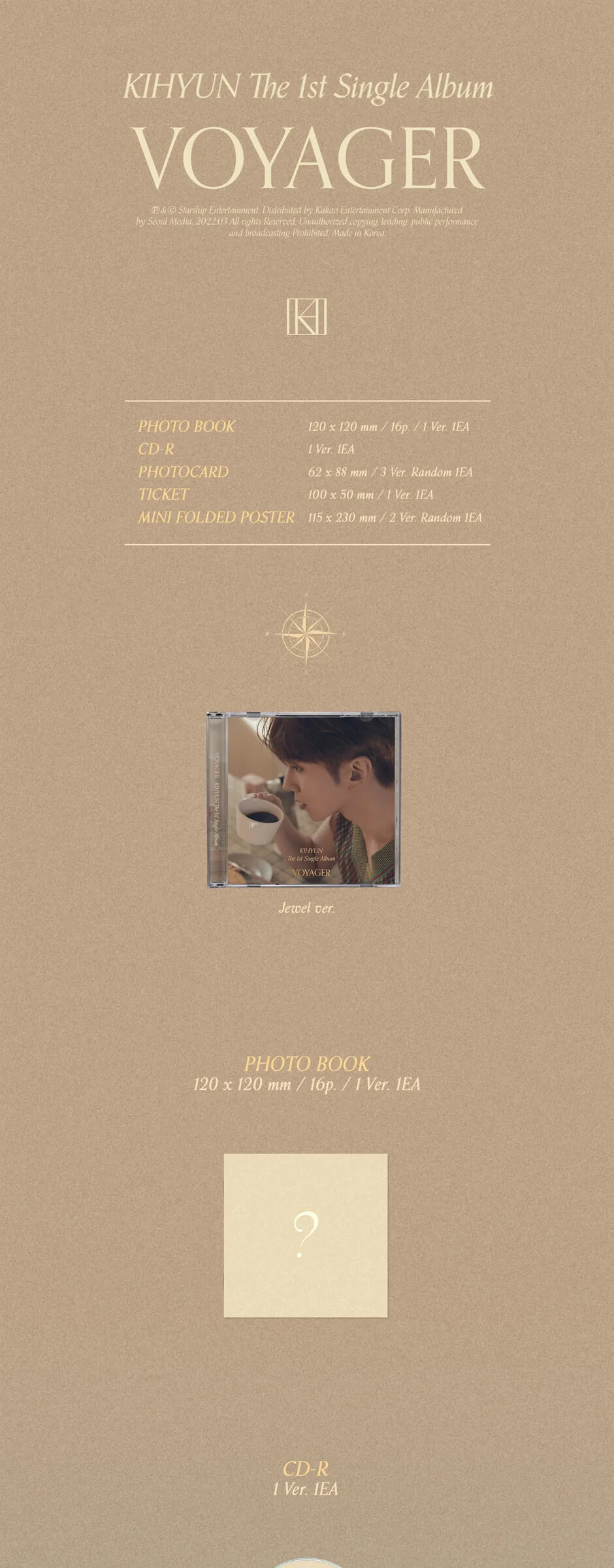 KIHYUN – 1st Single Album: VOYAGER [Jewel Ver.] Detail