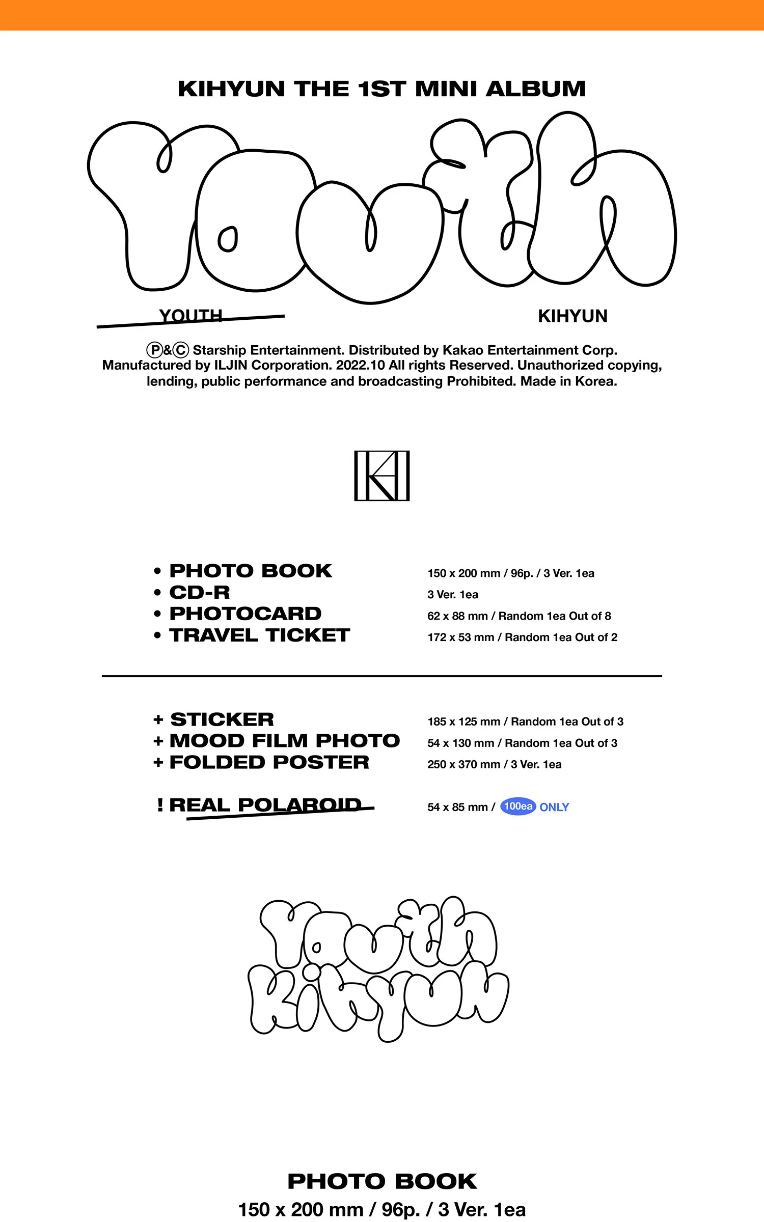 KIHYUN – 1st Mini Album: YOUTH Detail