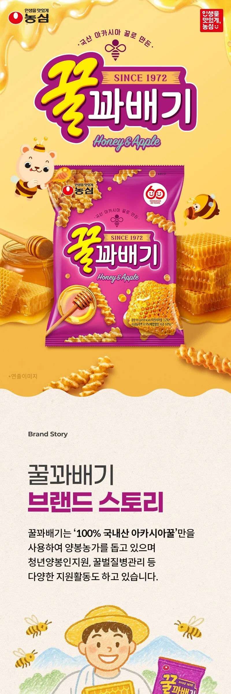 Nongshim Honey Twister 90g x 5 Packs Detail