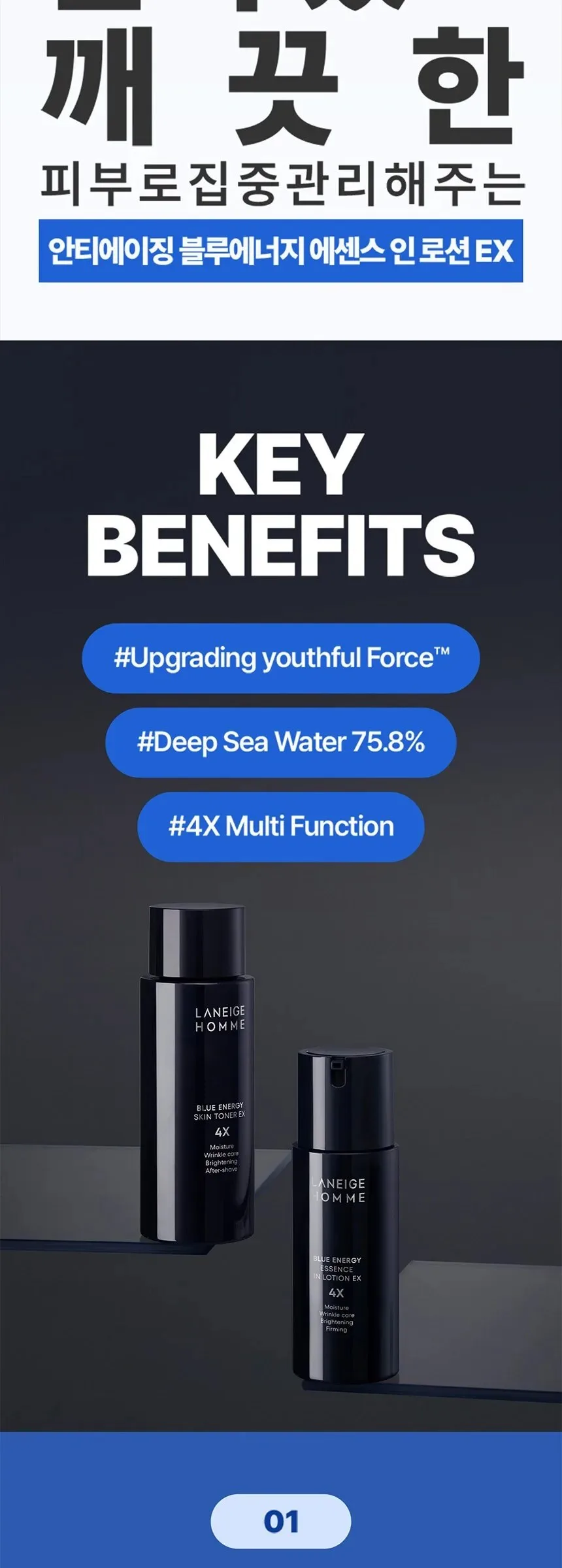 LANEIGE Homme Blue Energy Essence in Lotion EX 125ml Detail