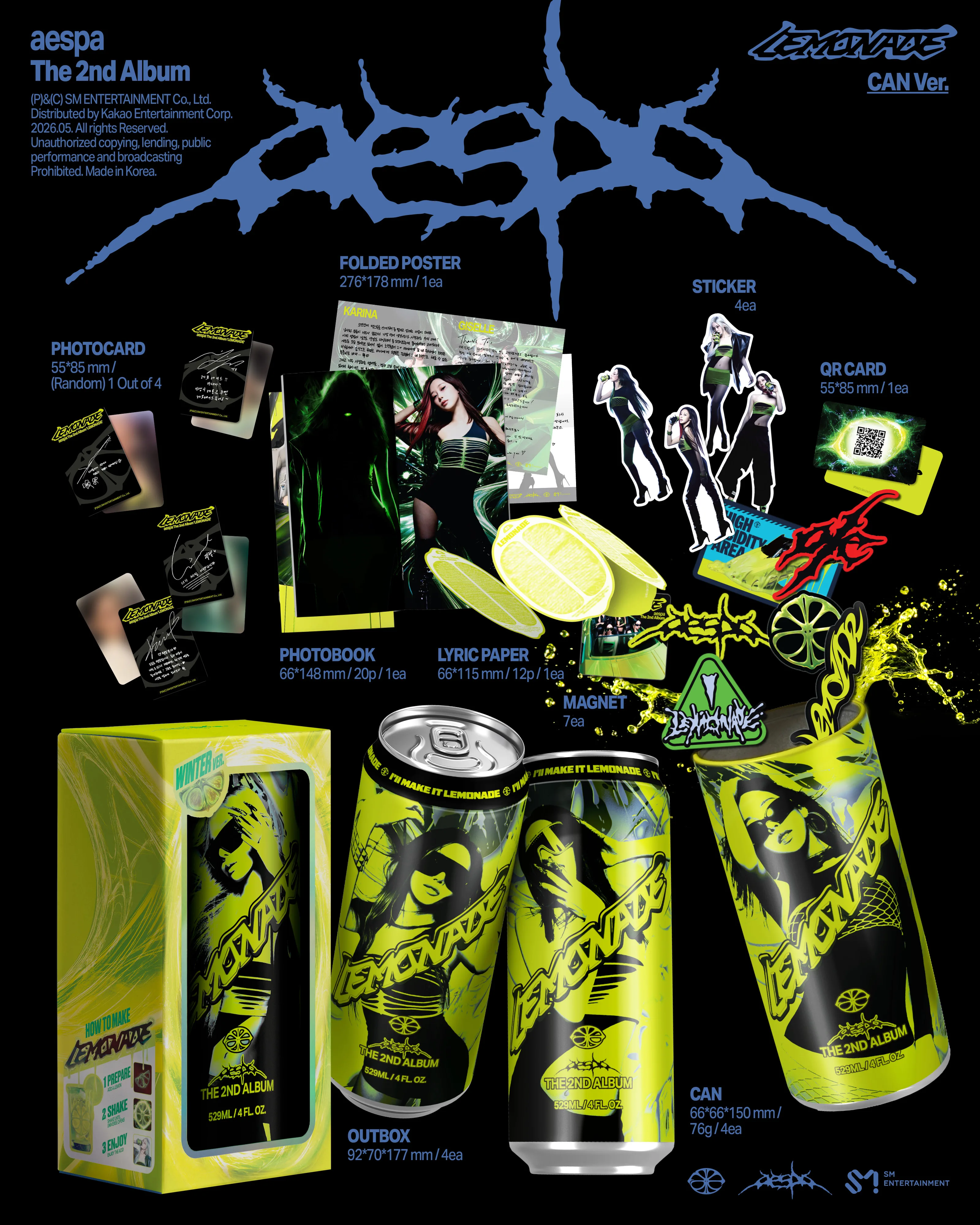 aespa - 2nd Full Album [LEMONADE] (CAN Ver.) Smart Album (Random Ver.) Detail