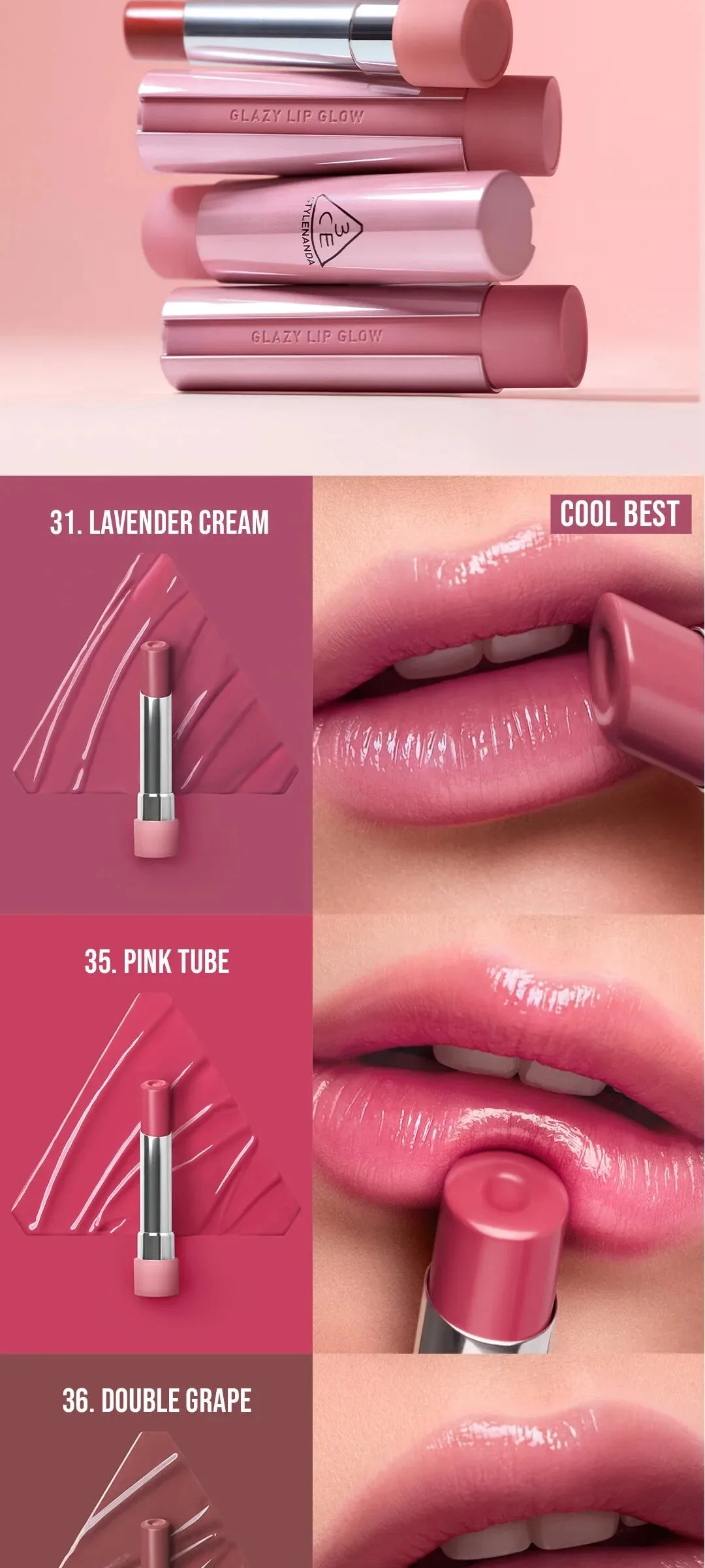 3CE Glazed Lip Glow 3.2g Detail