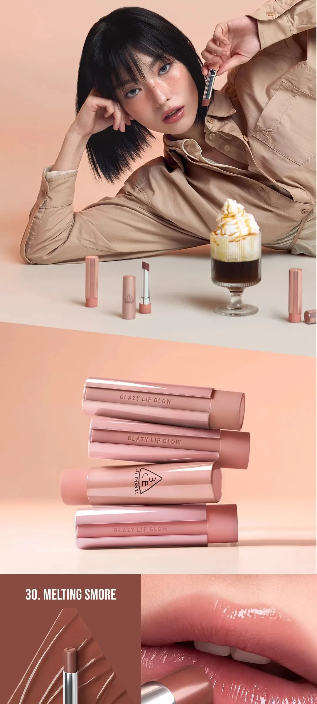 3CE Glazed Lip Glow 3.2g Detail