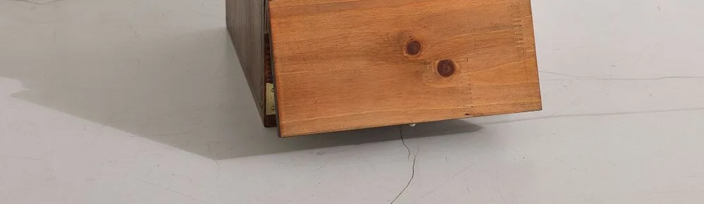 Traditional Korean Mini Wooden Cabinet with Brass Hardware Detail