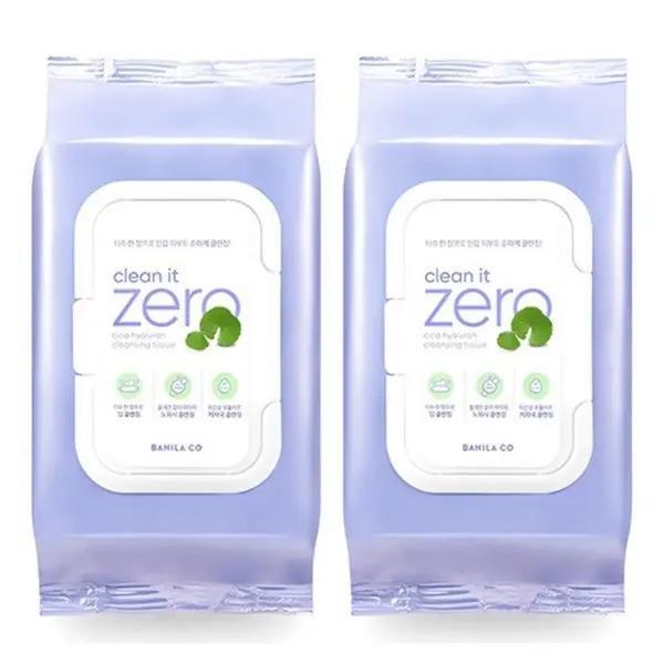 BANILA CO Clean It Zero Cica Hyaluron Cleansing Tissue 80 Wipes 2 Pack