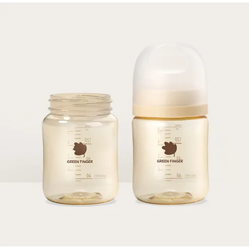 Green Finger Bebegrow PPSU Feeding Bottle Twin Pack (Bottle Only) - Cream+Beige 160ml Set