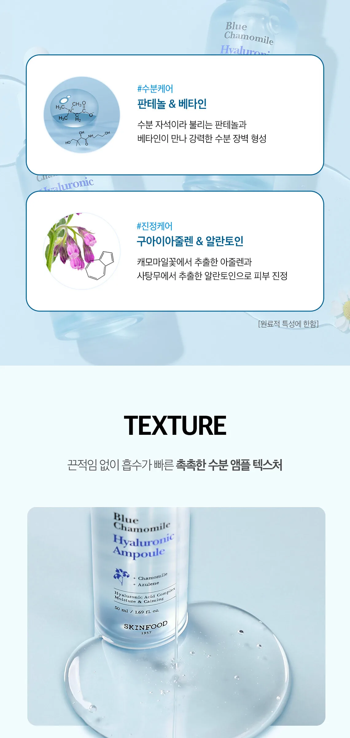 SKINFOOD Blue Chamomile Hyaluronic Ampoule 50ml Detail