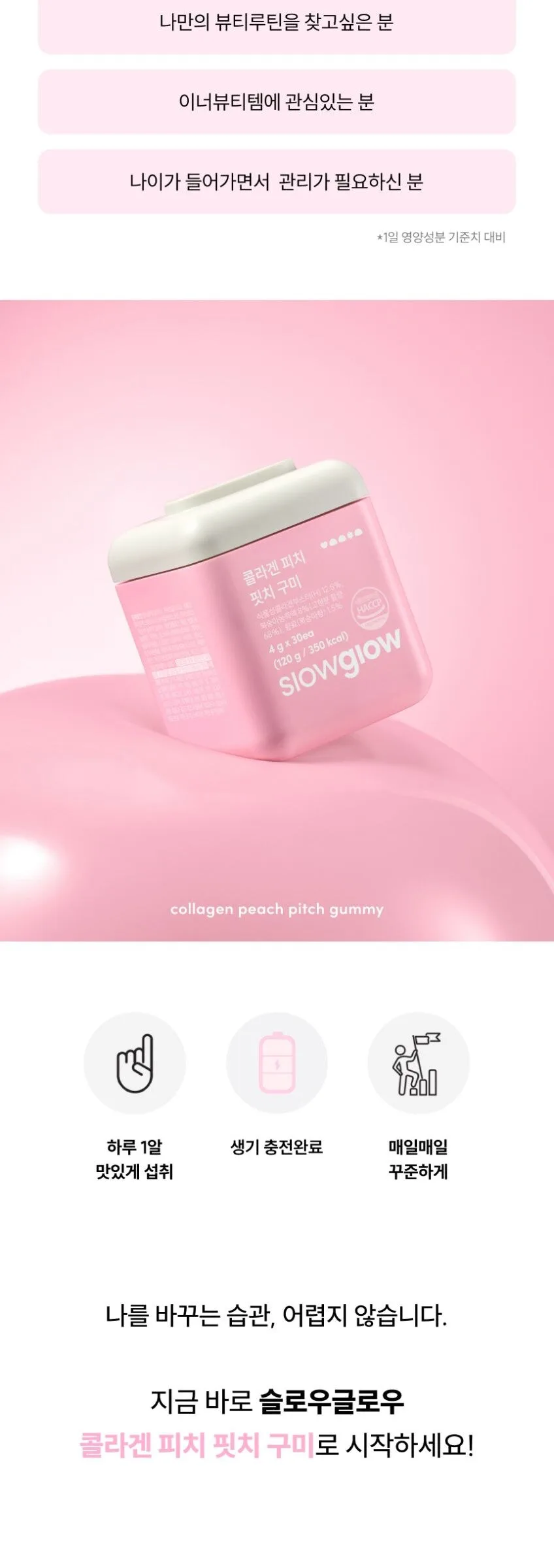 slowglow Peach Peach Collagen Gummy Collagen 30ea 120g Detail