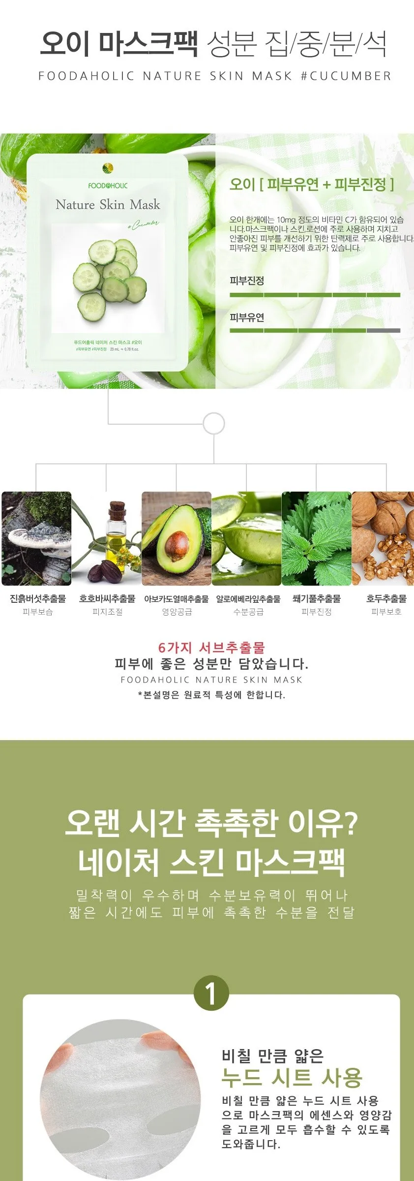 FOODAHOLIC Nature Skin Mask 23ml x 20ea Detail