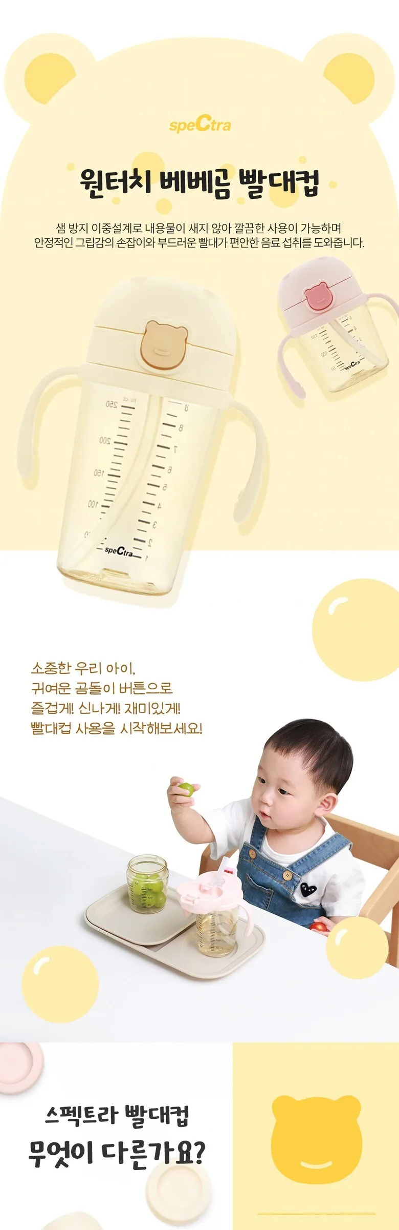 Spectra One Touch Bebebear Straw Cup 250 ml Detail
