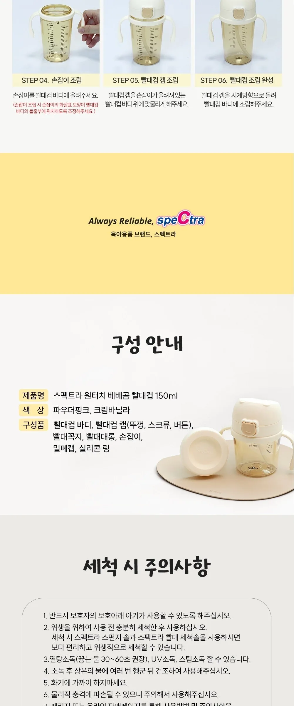 Spectra One Touch Bebebear Straw Cup 150 ml Detail