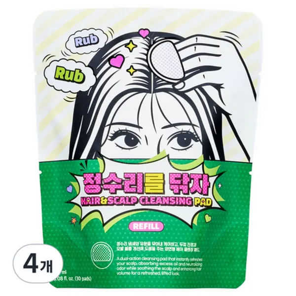 Dongkook Pharmaceutical Hair & Scalp Cleansing Pad Refill 30p 180ml 4 Packs
