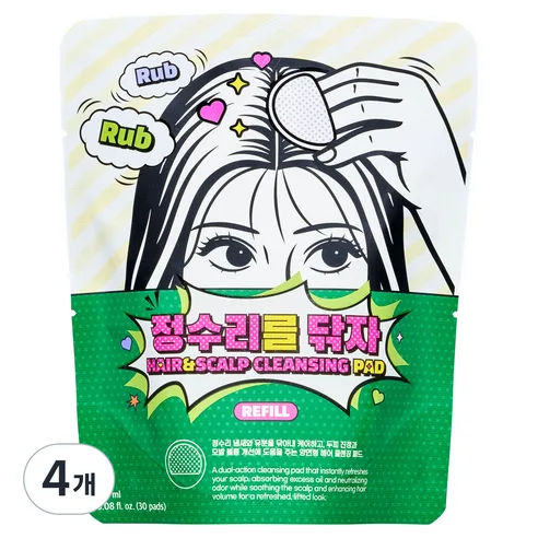 Dongkook Pharmaceutical Hair & Scalp Cleansing Pad Refill 30p 180ml 4 Packs