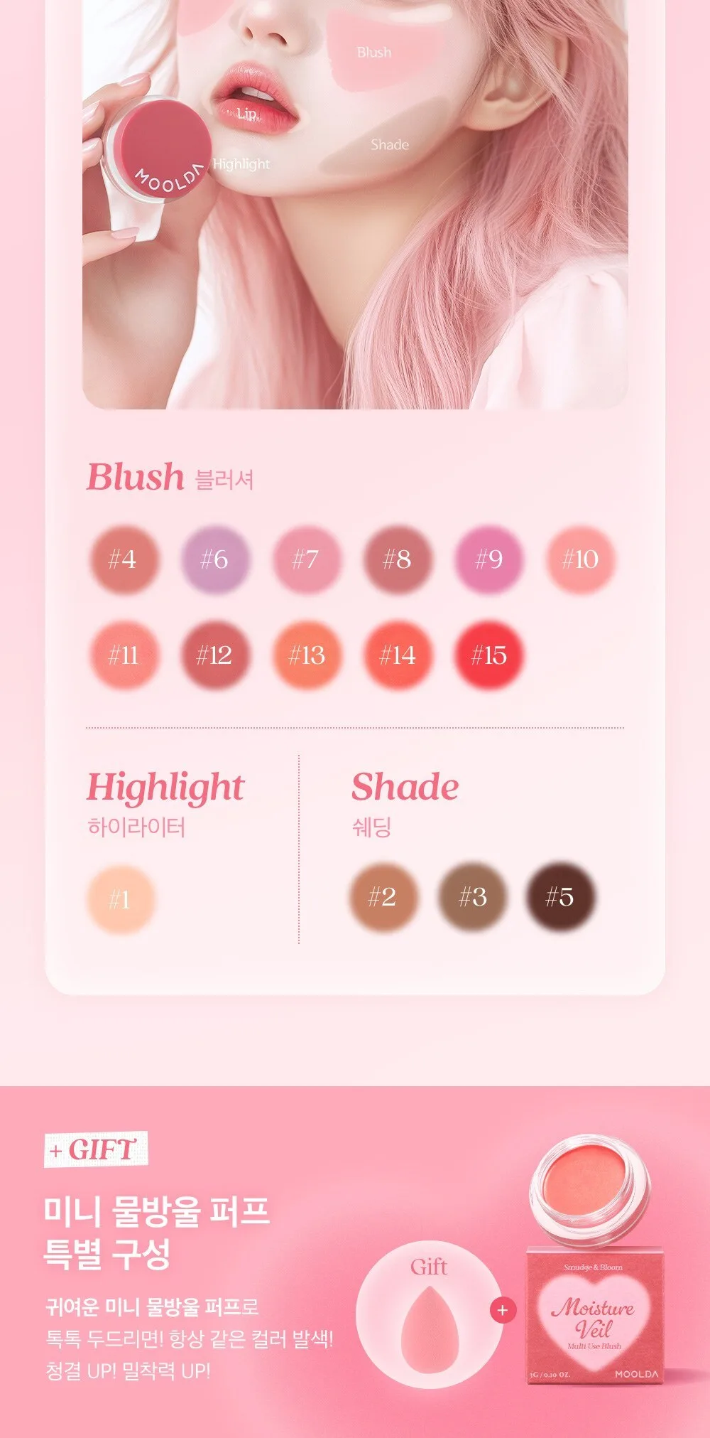 MOOLDA Water Moisture Veil Multi-Use Blusher 3g Detail