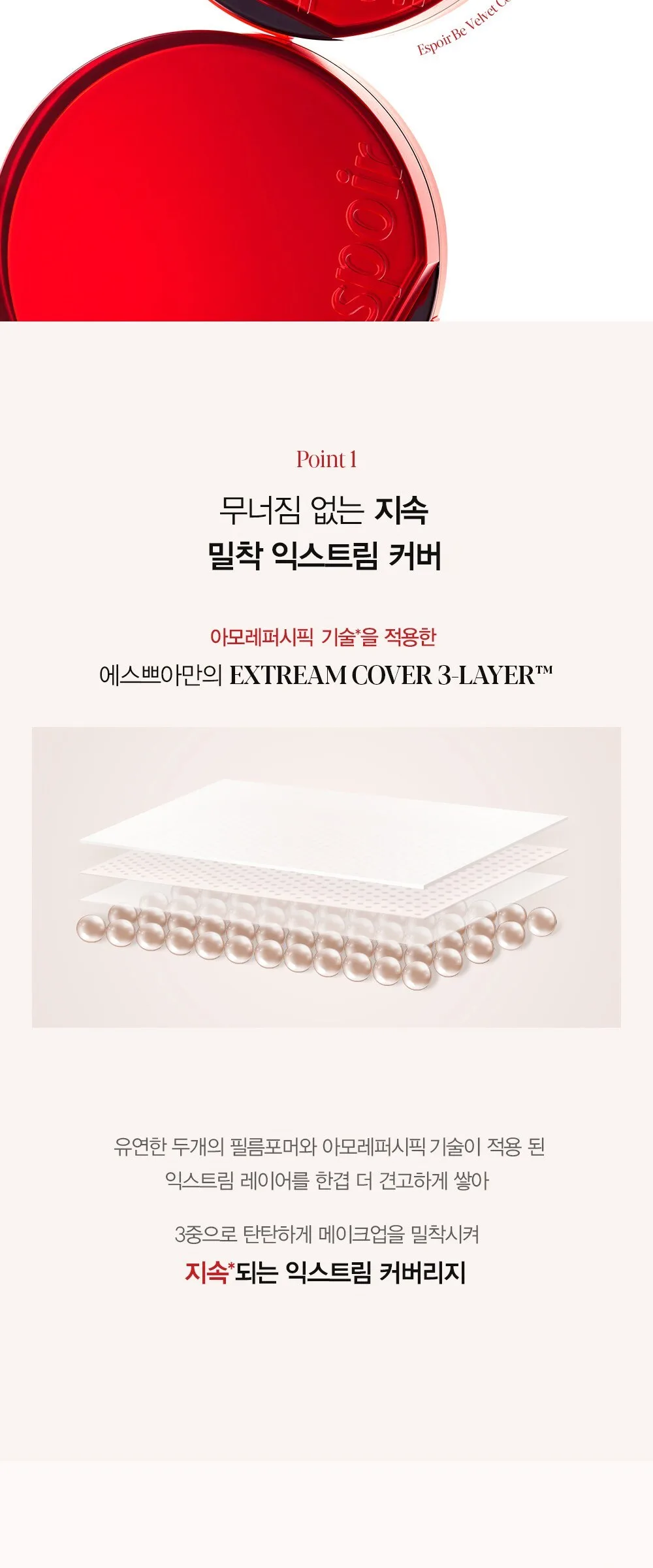 Espoir Be Velvet Cover Cushion 13g + 2 Puffs Set, Shade 21 Ivory Detail