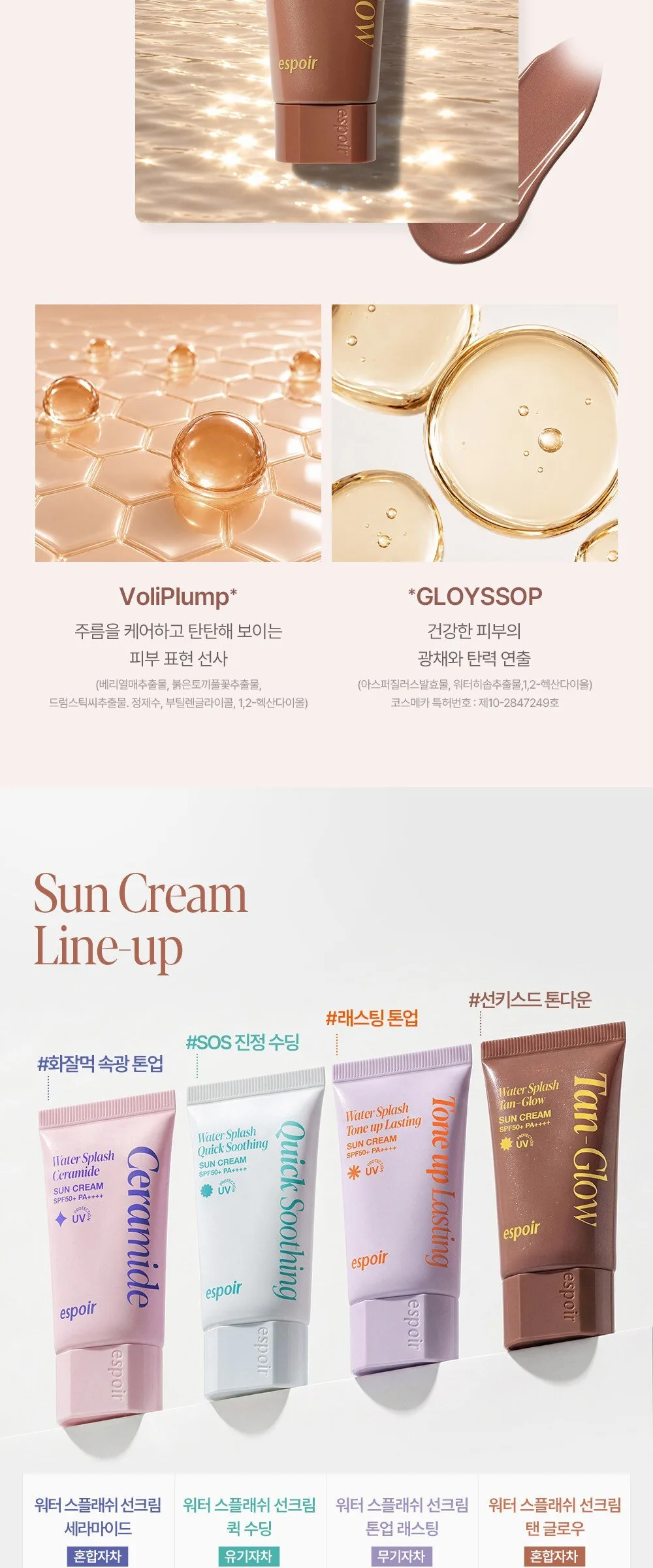 Espoir Water Splash Suncream Tanglow SPF50+ PA++++ 50ml Detail