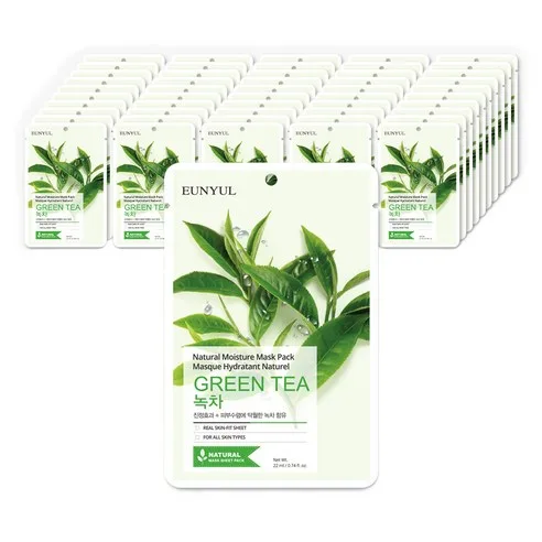 Eunyul Natural Moisture Green Tea Mask Pack 22ml x 50pcs
