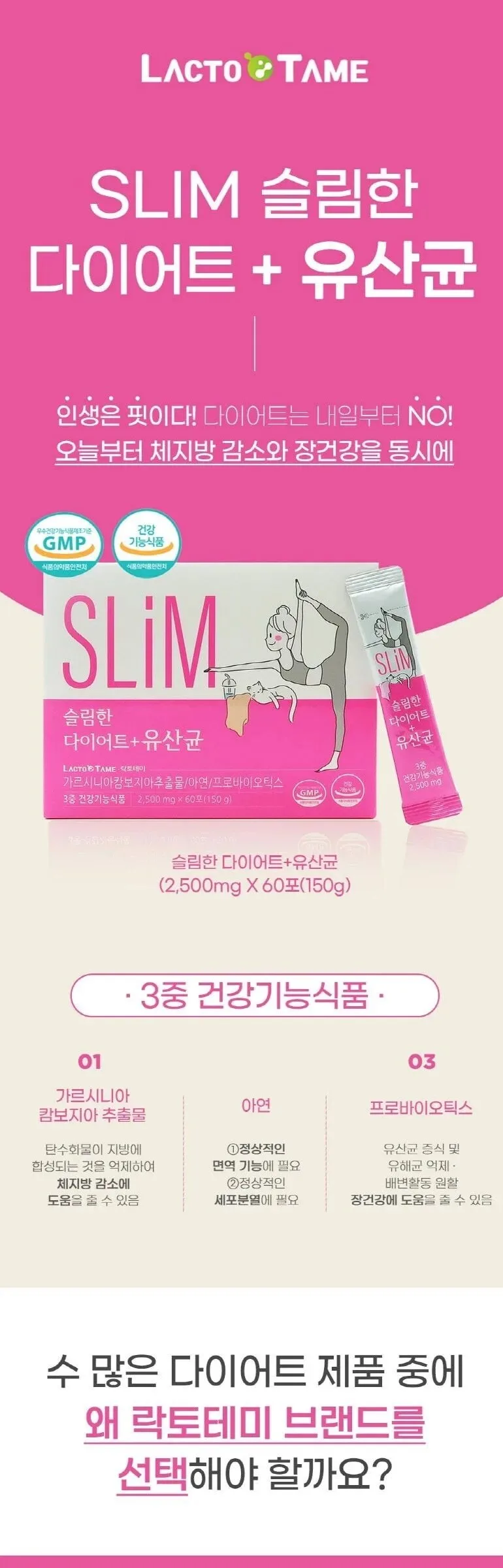 LACTO TAME SLiM Diet + Probiotics 60stick 150g Detail