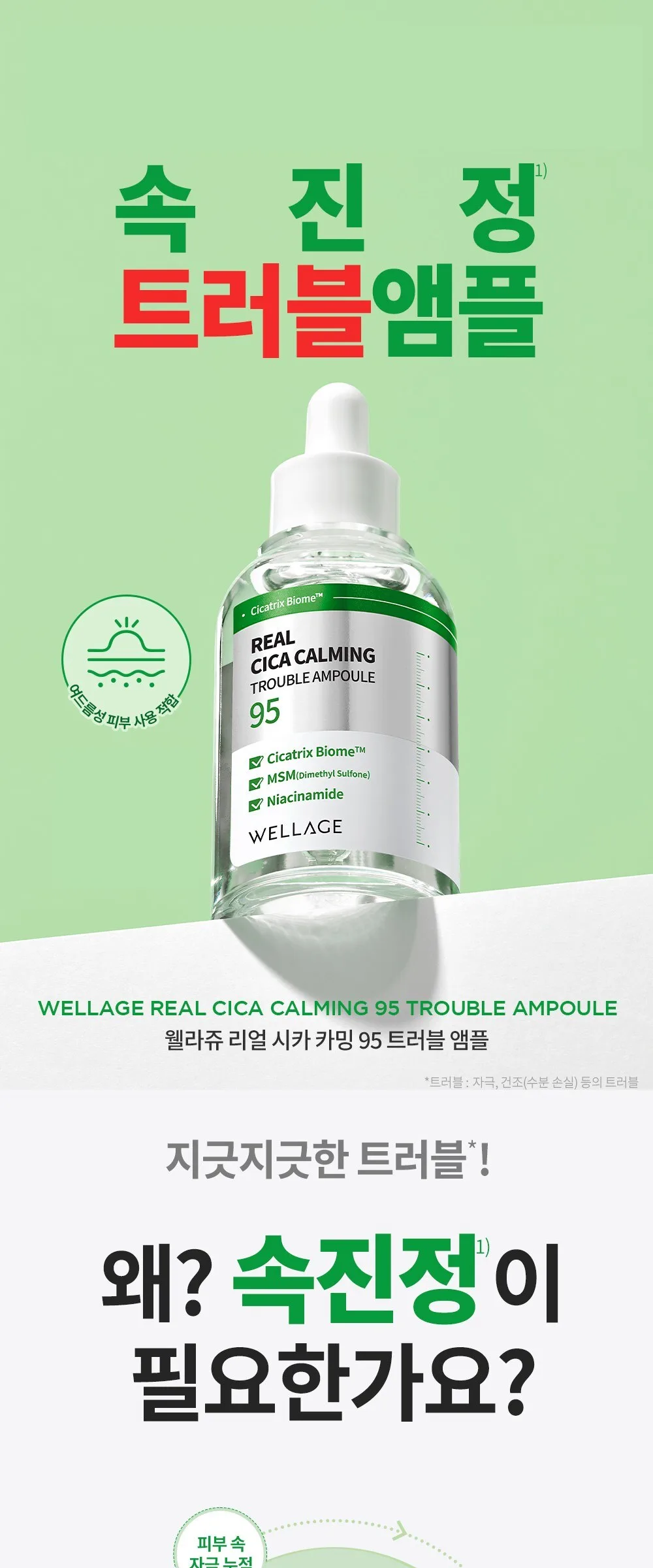 WELLAGE Real Cica Calming 95 Trouble Ampoule 50ml Detail